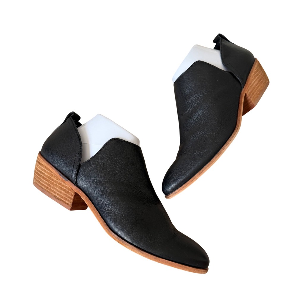 Frye Booties Rubie  Leather Cutout Slip On Ankle Black 8.5